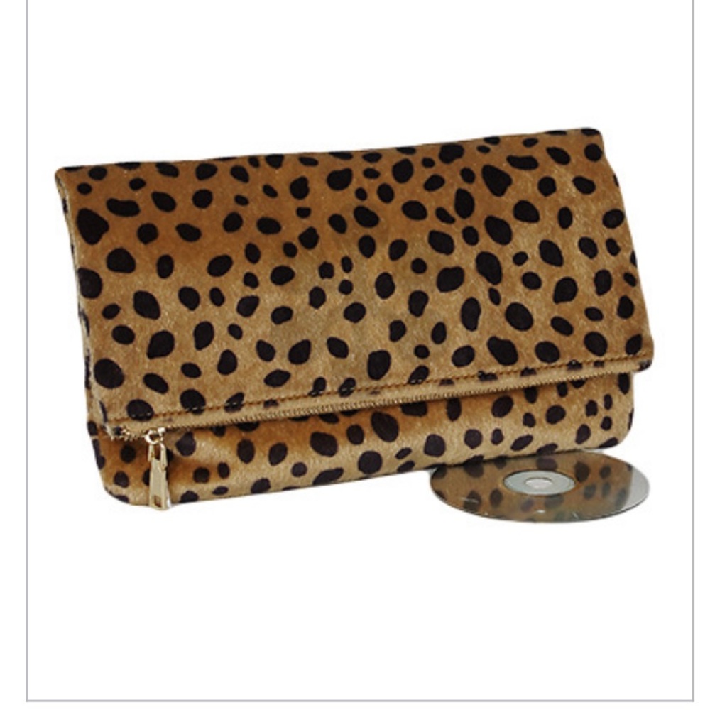 Cheetah fold over clutch